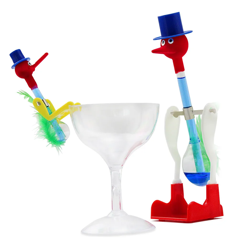 Pájaro bebible creativo, juguete de pájaro de la suerte feliz, regalo novedoso antiestrés para adultos con taza de cristal, regalo de fiesta divertido interactivo
