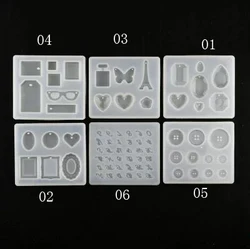 6 Designs Silicone Mold Resin mould Epoxy mold variety of pendant mold iron Tower style diamond alphabet twist button making