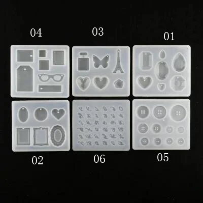 6 Designs Silicone Mold Resin mould Epoxy mold variety of pendant mold iron Tower style diamond alphabet twist button making