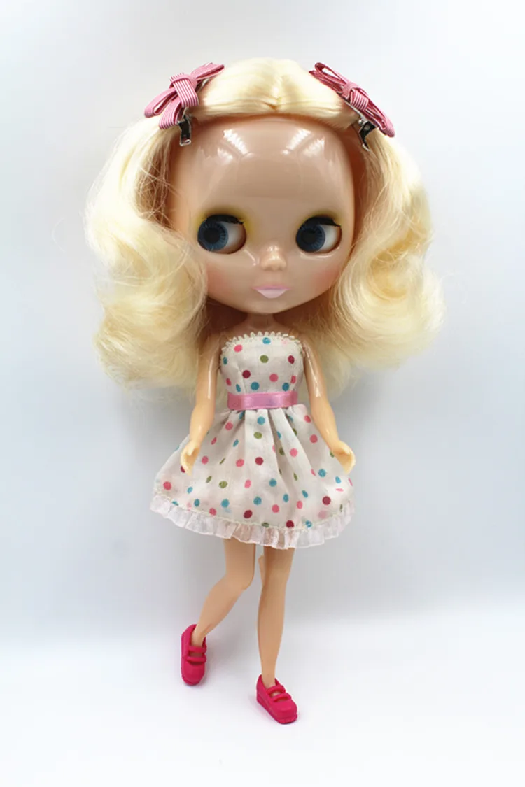 Blygirl Doll beige curly hair 30CM Doll 1/6 Blyth Doll body Fashion Can refit makeup Fashion doll White skin