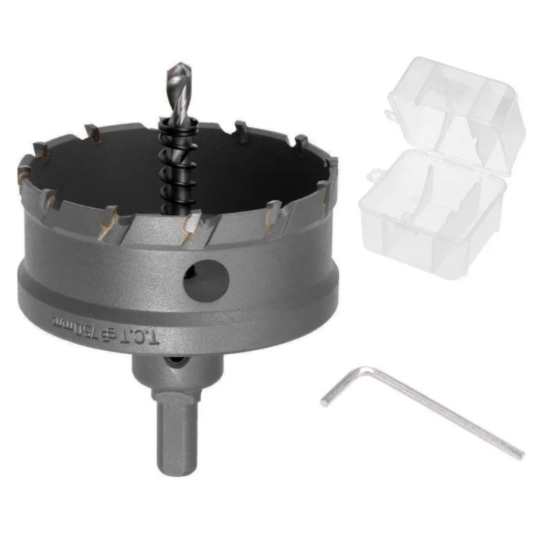 

75mm/2.95" Cutting Diameter Precision Carbide Hole Saw Cutter Drill Bit Hole Opener for Steel Plate,Aluminum & Plastic