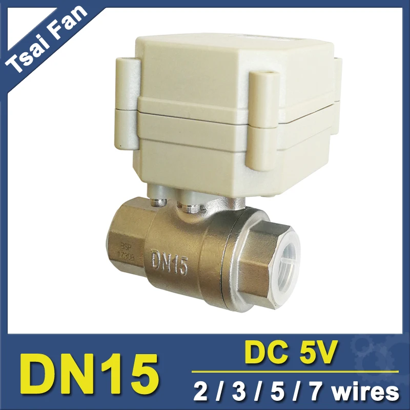 

TF15-S2-A DN15 Stainless Steel Water Control Motorized Ball Valve DC5V 2/3/5/7 Wires NPT/BSP Female 1/2'' Electric Ball Valve