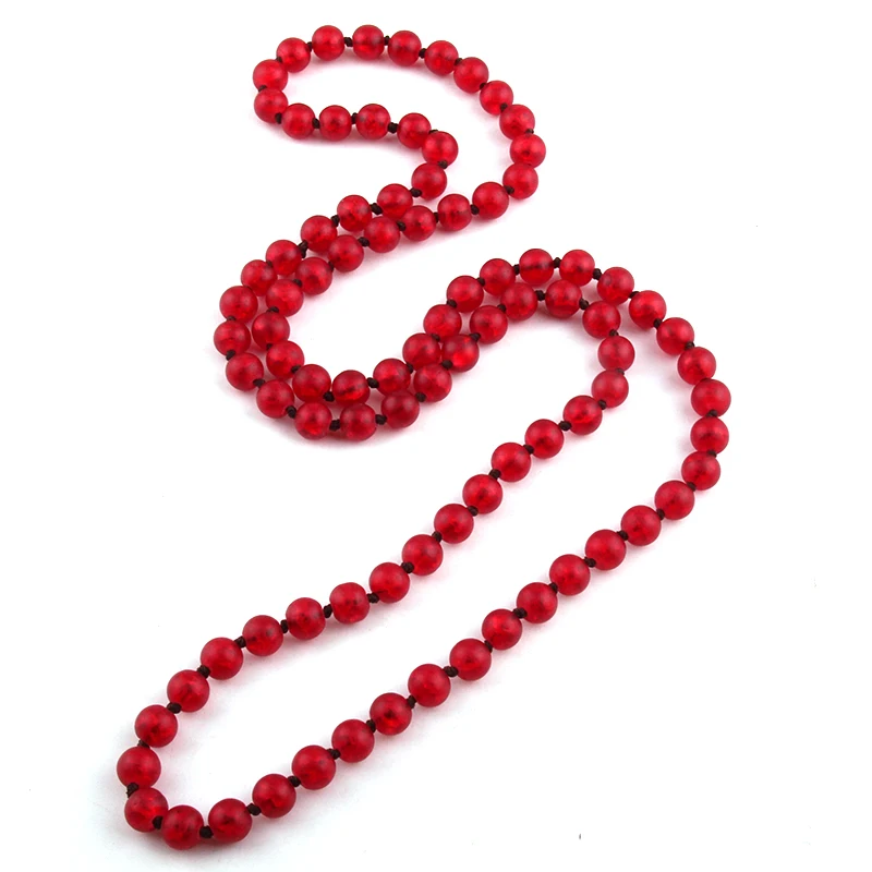 Fashion 90cm Popcorn Glass Long Knotted Necklaces For Women mother\'s day valentine holiday gift