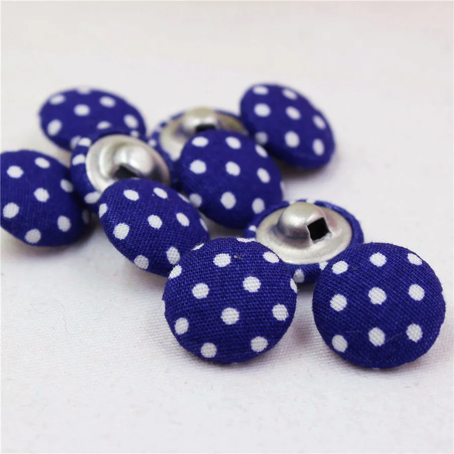 YJHSMY 10 Style 100 pcs/Lot 15mm Dot Fabric Covered Cloth Buttons, garment accessories,Diy BK076