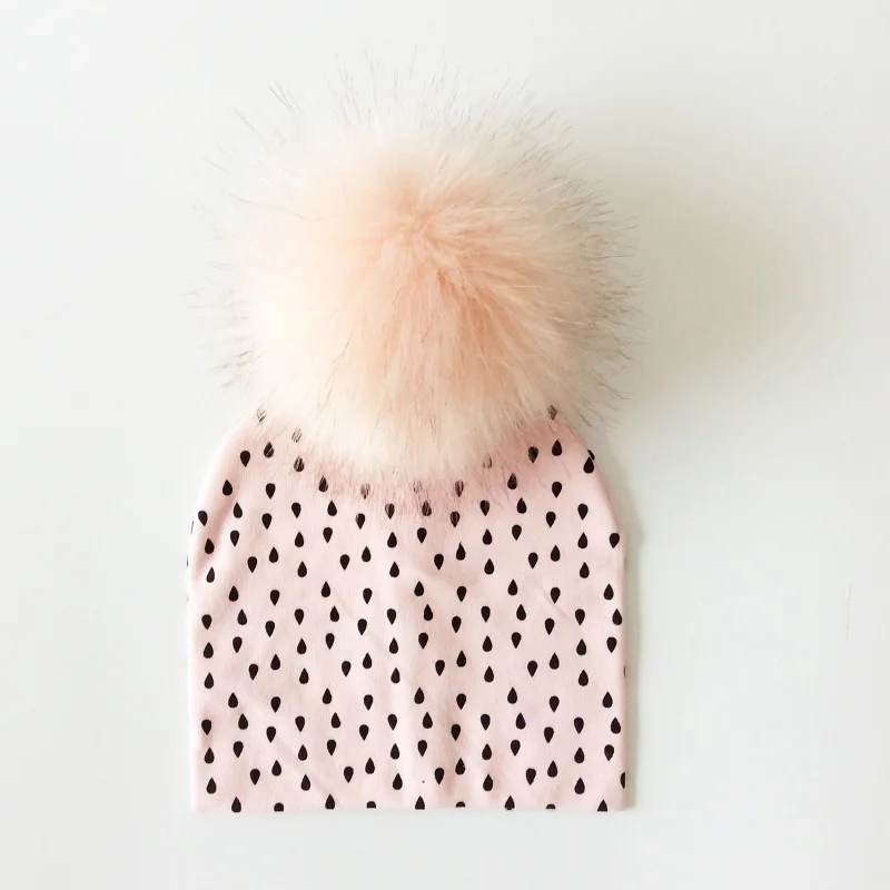 Baby Hat Cotton Printing Hat With Pompon For Girls Autumn Winter Boys Caps Children Bonnet