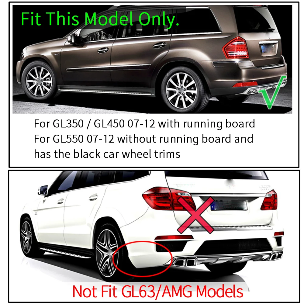 Accessories Set Molded Mud Flap Flaps For Benz GL Class X164 GL450 GL350 2007-2012 Mudflaps Splash Guards 2011 2010 2009 2008