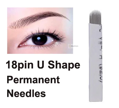 30pcs U shape 18pin Permanent Makeup needle tattoo manual pen blades 3d eyebrow microblading tools