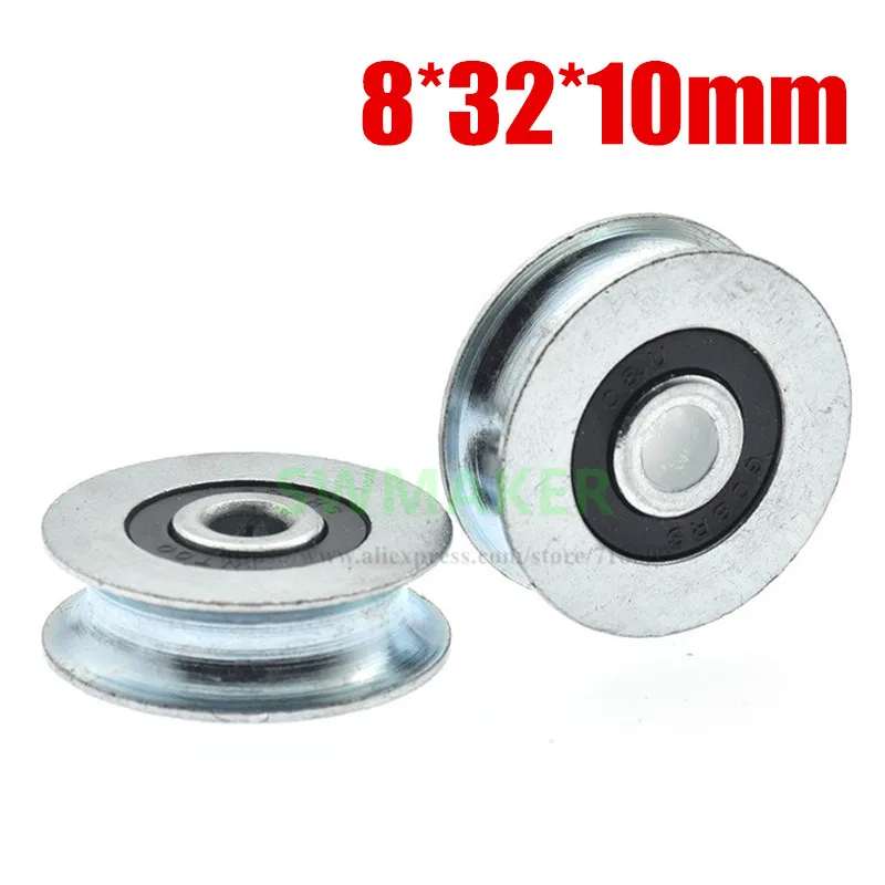 10pcs 8*32*10 mm grooved pulley, grooved guide pulley, 8 mm steel rope wheel, non-standard grooved pulley