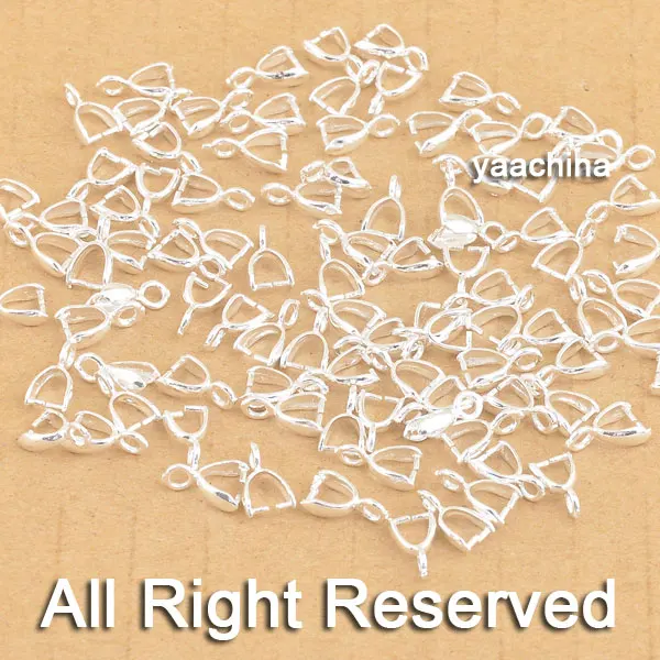 100PCS Wholesale 925 Sterling Silver Color Jewelry Findings Bail Connector Bale Pinch Bail Pendant Linker DIY Handmade Bijoux