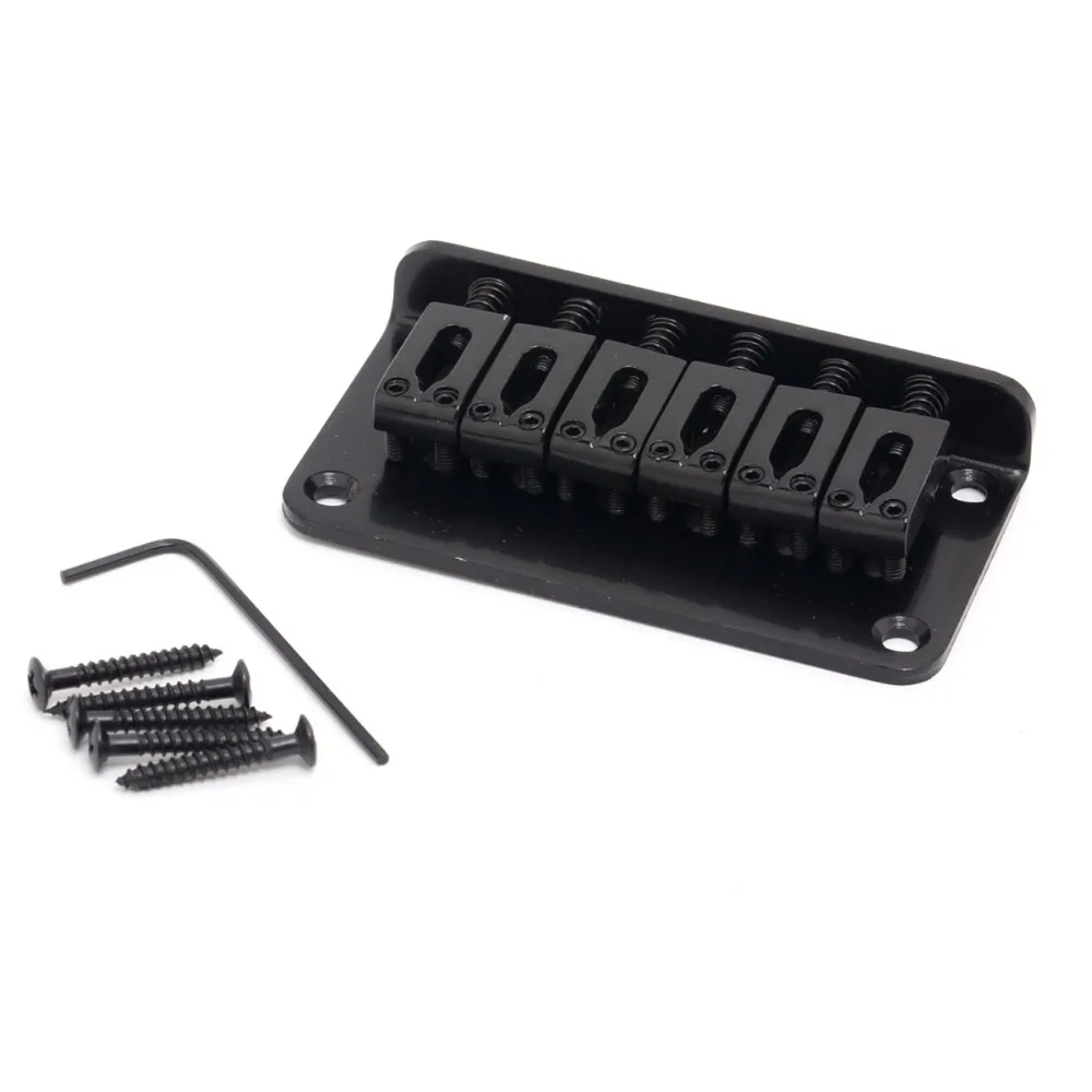 Musiclily 6 String Non-Tremolo Guitar Fixed Saddle Top Load Hardtail Bridge for Fender Strat Tele, Black