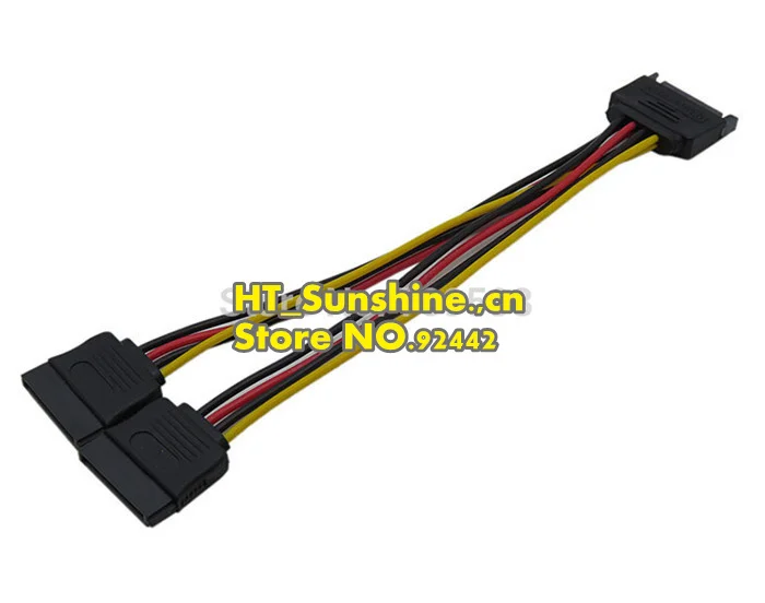 50pcs/ot new for SATA 15pin Hard Disk Power Male to 2 Female Splitter Y 1 to 2 extension Cable