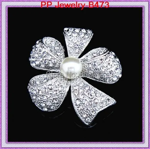 

DHL Express Free Shpping 60PCS/LOT Bow Shaped Pin Brooch Pearl And Crystal Wedding Accessories Brooches