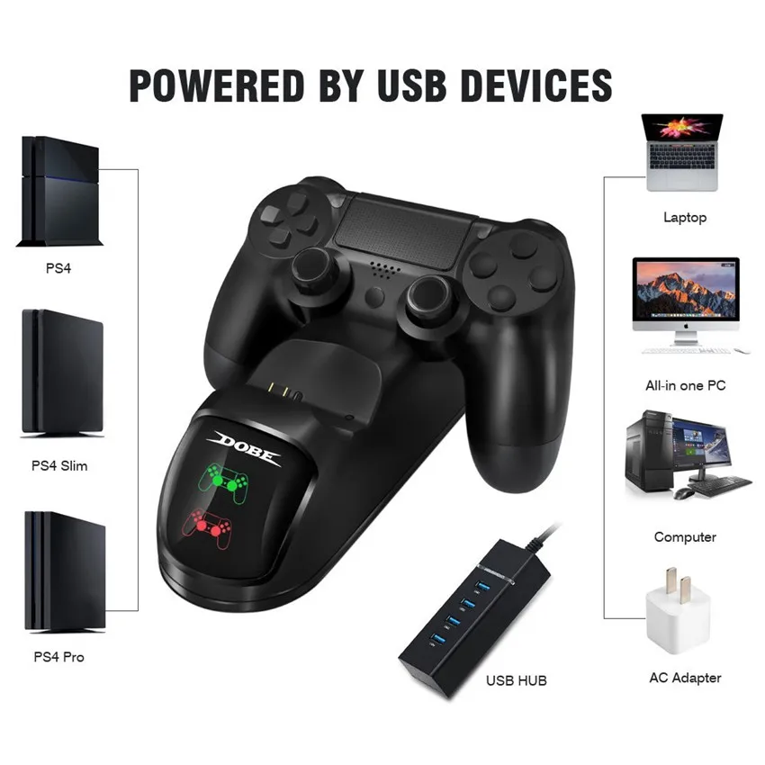 Fast Gamepad Charging Dock For PS4 Dual Controller Charger Station Joystick Stand Holder Base for SONY PlayStation 4 Pro / Slim