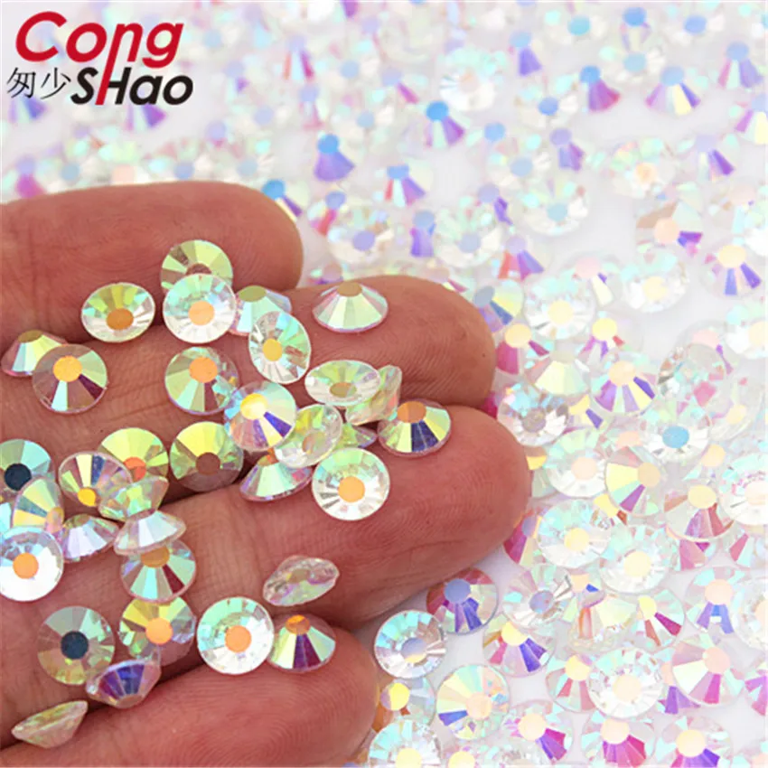 SS3-SS30 High Quality Transparent Stone Glass Gem Clear AB 3D Nail Rhinestones 288Pcs,1440Pcs Flat Back Non Hotfix Crystal WC991