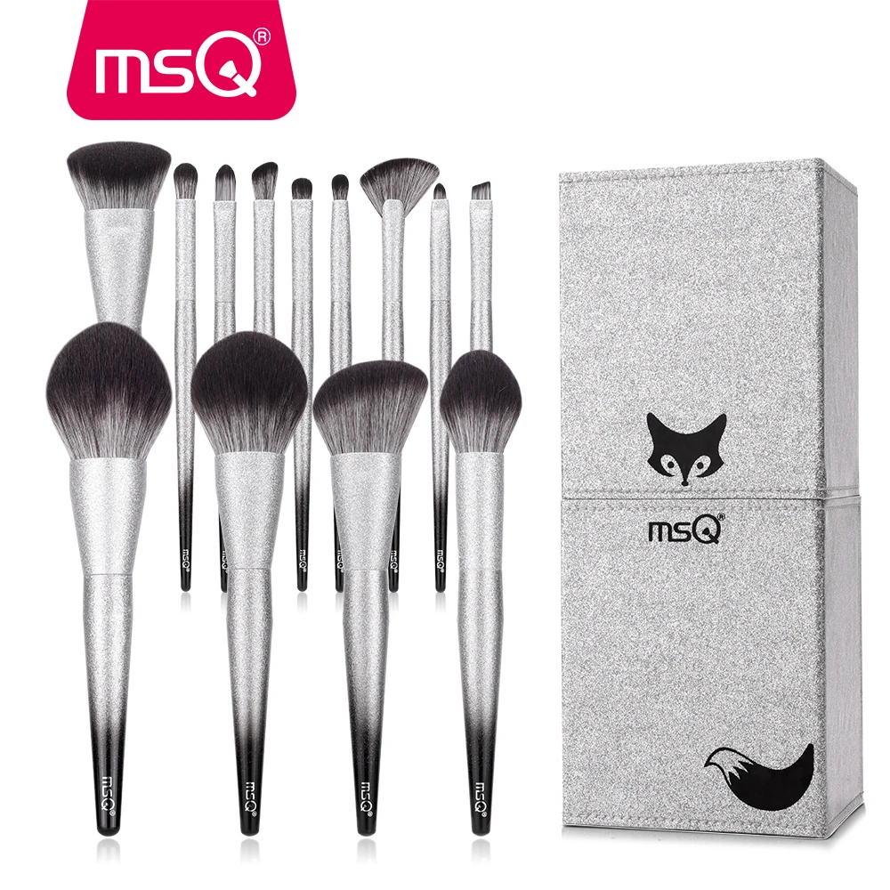 MSQ 13PCS Makeup Brushes Set Powder Foundation Blush Eyeshadow Make Up Brush Sets Bling Gradient Wood Handle Beauty Tools