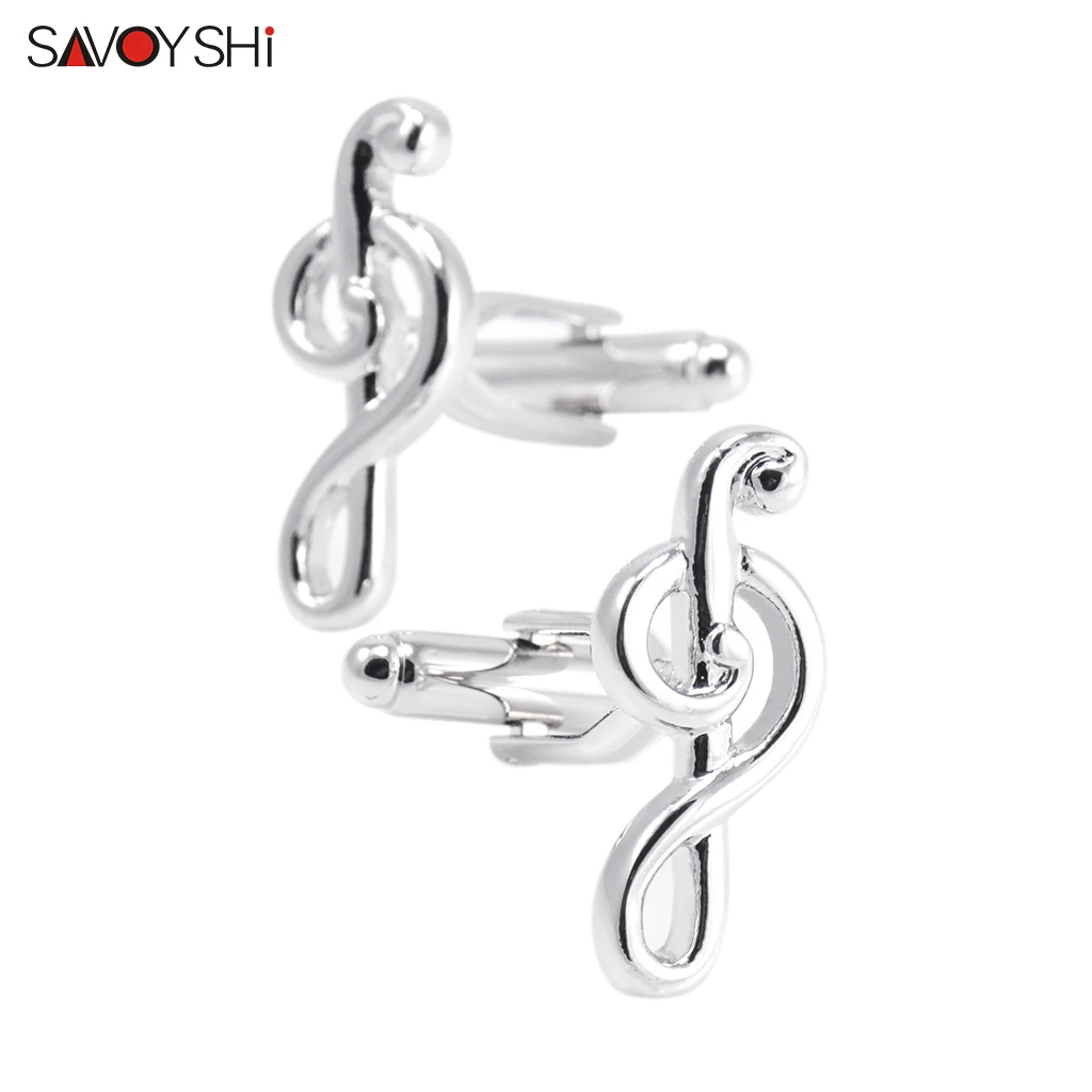 SAVOYSHI Silver color Musical note Cufflinks for Mens High Quality Suit Shirt cuffs Accessories Brand Fashion Cuff link Men