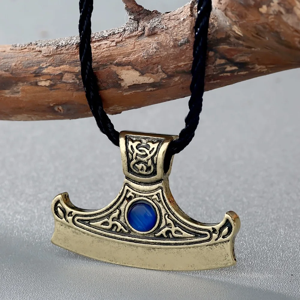 Kinitial Axe of Perun with zirconium Charm Pendant Necklace Sekira Perun Men Jewelry Viking Nordic Talisman Necklaces Collier