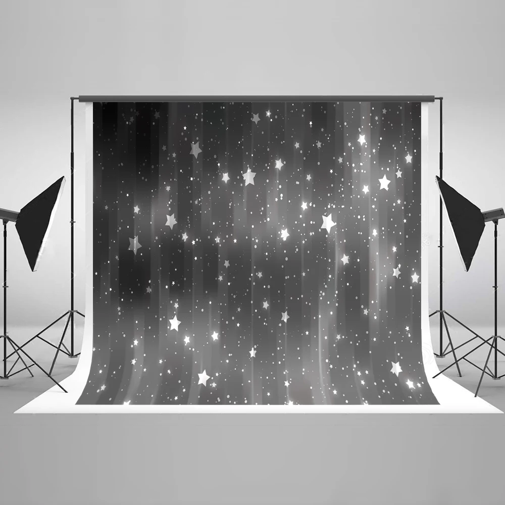 

VinylBDS 7x5ft Gray Bokeh Photography Backdrops Wedding Portraits Star Backgrounds For Photo Studio Newborn Stars Photo Backdrop