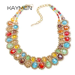 KAYMEN New Arrivals Statement Necklace for Women Girls Handmade Strands Bib Crystal Chokers Costume Jewelry Drop-shipping