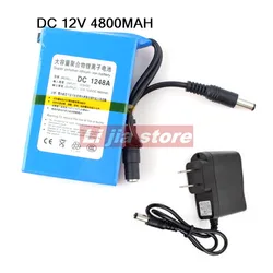 Li-ion Battery Portable 4800mAh DC 12V 12.6V Super Rechargeable lipo Pack EU/US plug adaptor for CCTV camera recorder