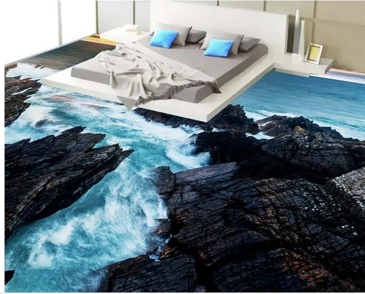 

3d floor painting wallpaper Stone landscape 3D floor 3d bathroom wallpaper waterproof 3d flooring