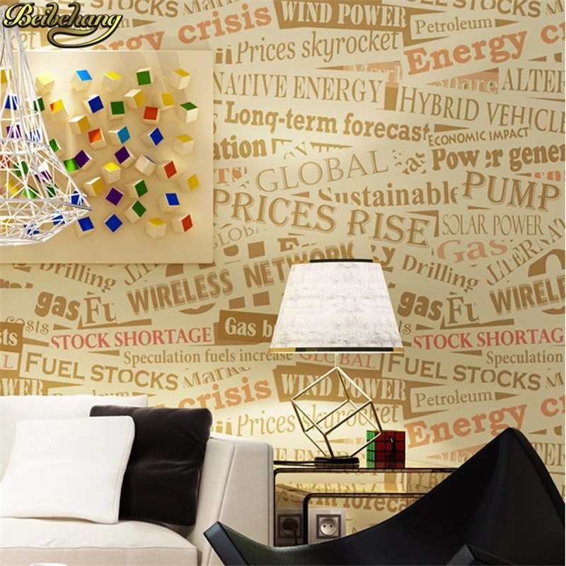 

beibehang papel-de-parede Cafe bar club English letters wallpaper for walls 3 d wall paper Decor Home Living room TV background