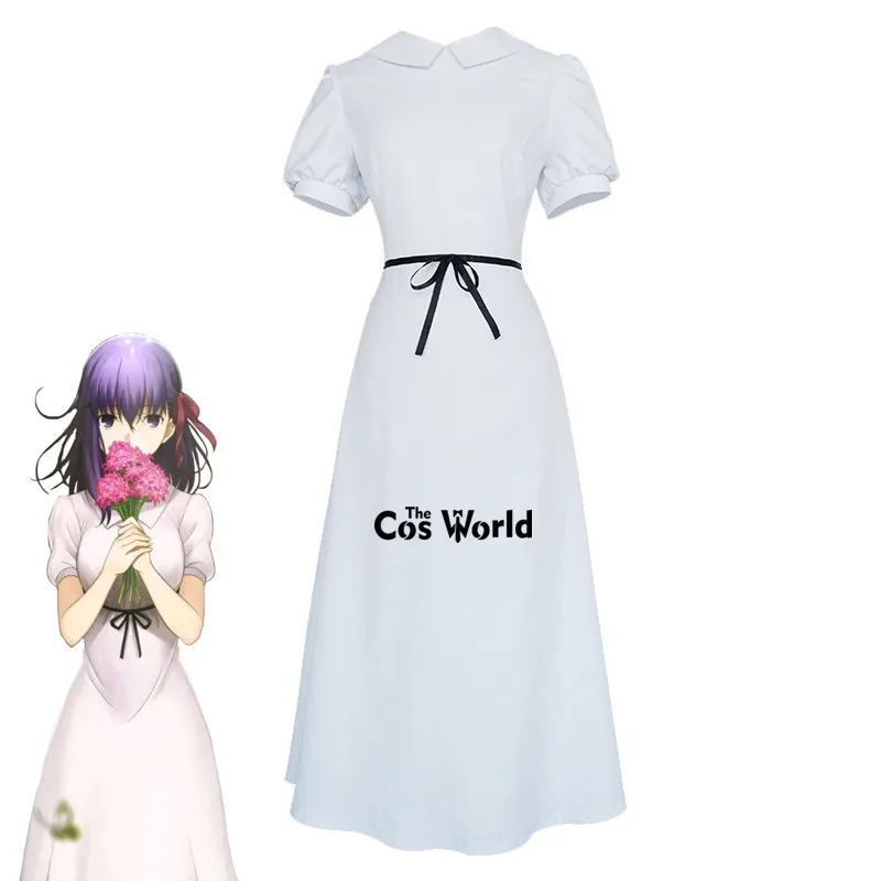 Fate/Stay night HF Matou Sakura White Dress Uniform Outfit Anime Cosplay Costumes