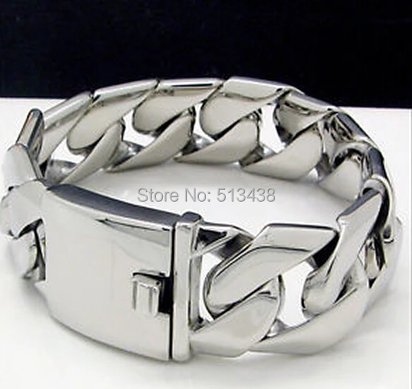 24mm Men's Heavy Polished Cuban Curb Chain Stainless Steel bracelet 8.5'' Husband Birthday Gifts