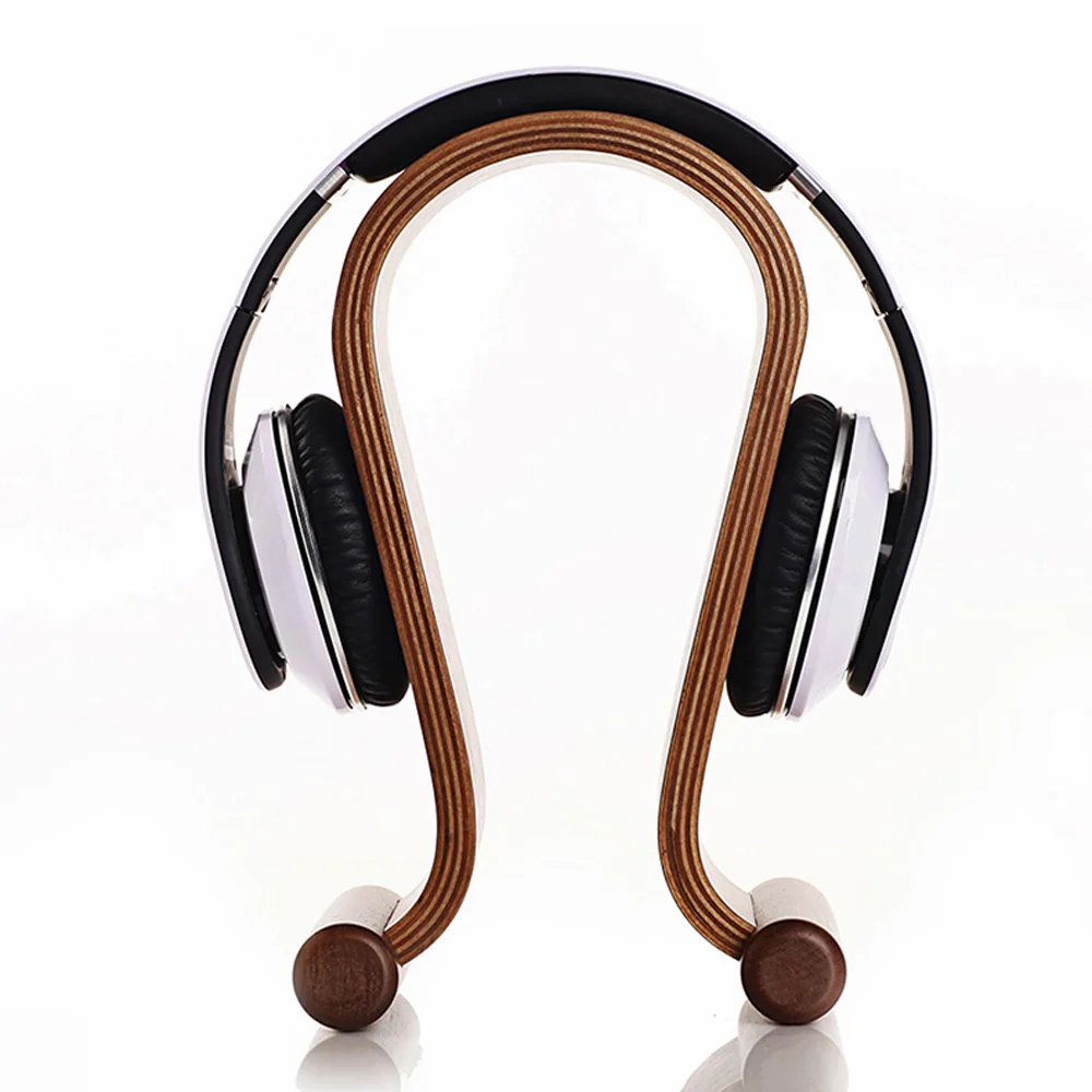 1pcs U Shape Wood Headphones Stand Holder Hanger Wooden Headset Desk Display Shelf Rack wooden stand for headphones