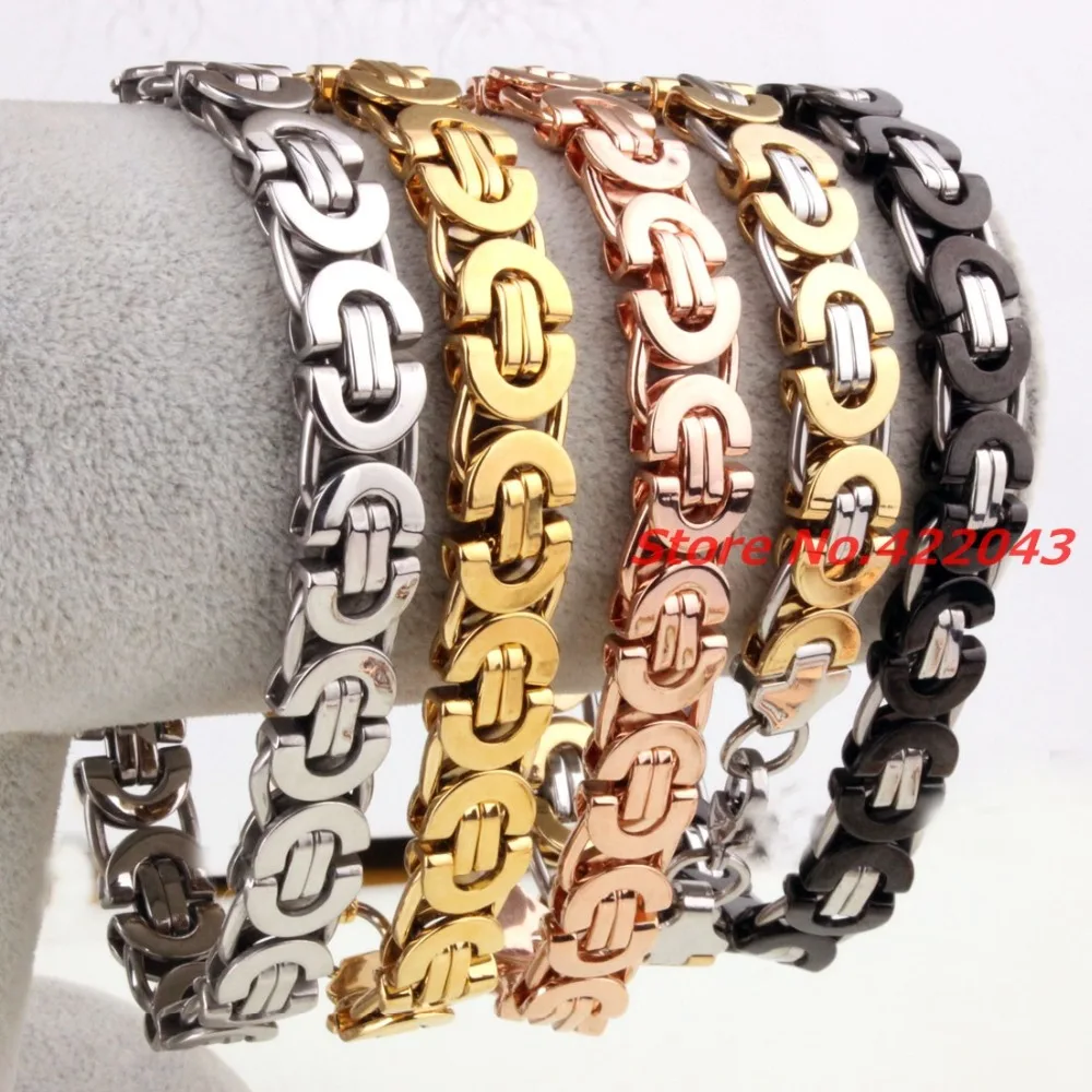 Factory Price! Fashion Men Bracelets Jewelry Punk Retro Byzantine Style Stainless Steel Bracelet Chains&Links Cool Party Gift