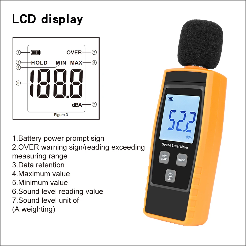 RZ Sound Level Meter Digital Handheld DB Meter Sonometros Noise Audio Level Meter 30-130dB Decibels Mini Sound Meter