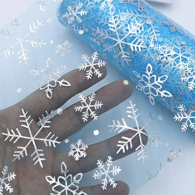 15cmx10Y Snowflake Tulle Roll Baby Skirts Tulle Sewing Mesh Fabric DIY Tutu Skirt Organza Birthday Party Christmas Craft Decor