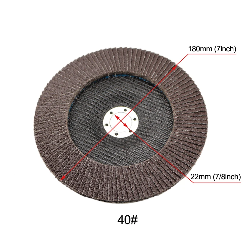 5 قطعة 40 # حصى أكسيد الألومنيوم قرص رفراف القطر الخارجي 180 مللي متر المعادن الرملي أقراص القلاب زاوية طاحونة عجلات لتشغيل المعادن
