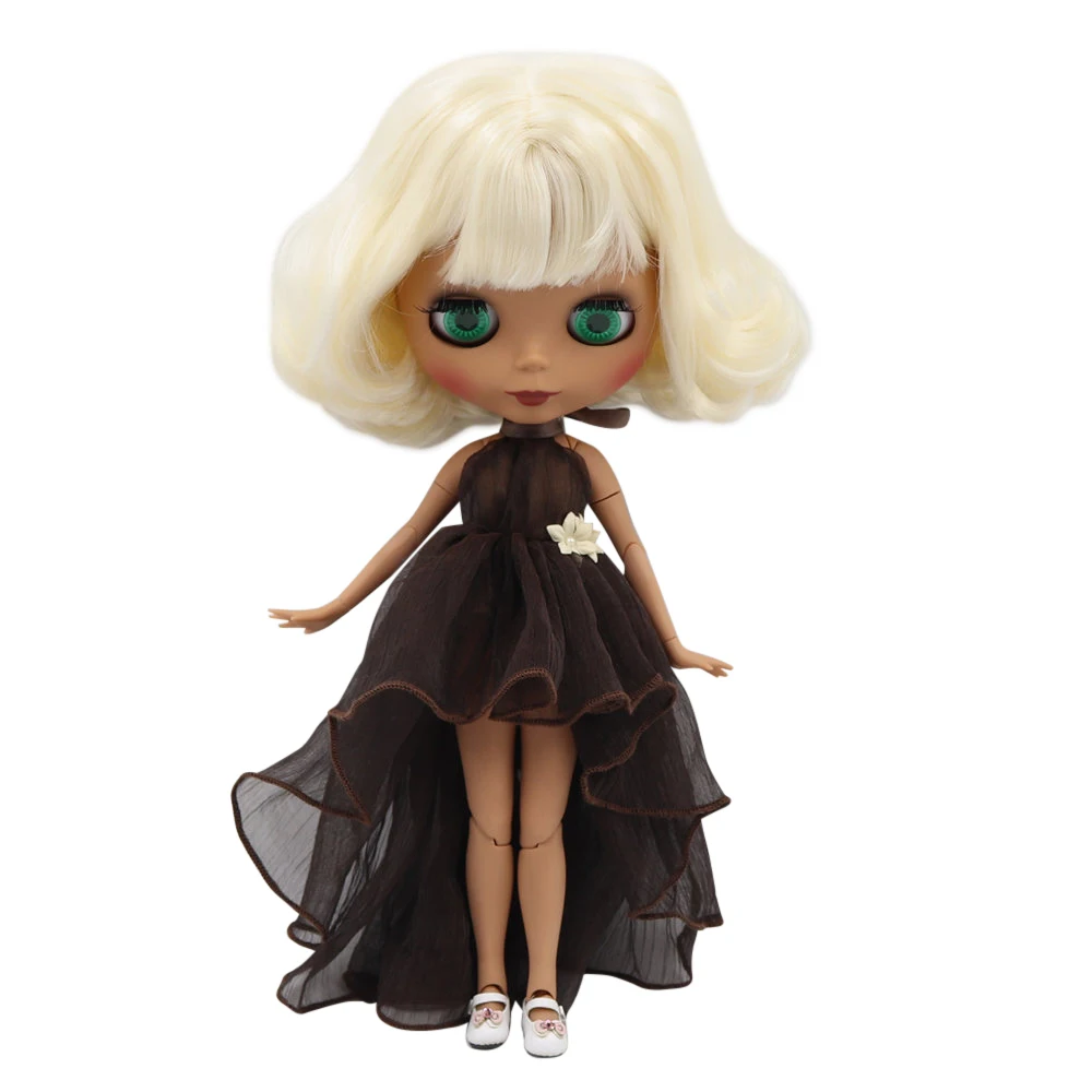 

ICY DBS Blyth doll 1/6 Bjd Black skin Matte face Joint body Gold short hair. No.BL340