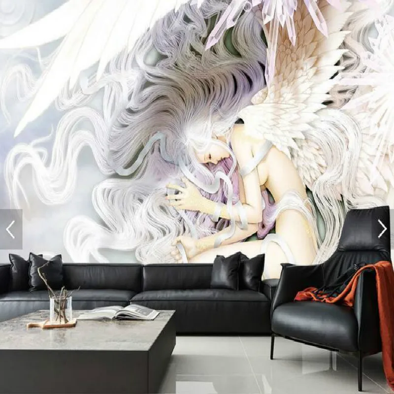 

Hand - painted beautiful girl fantasy angel backdrop large murals living room paper bedroom study 3D wallpaper