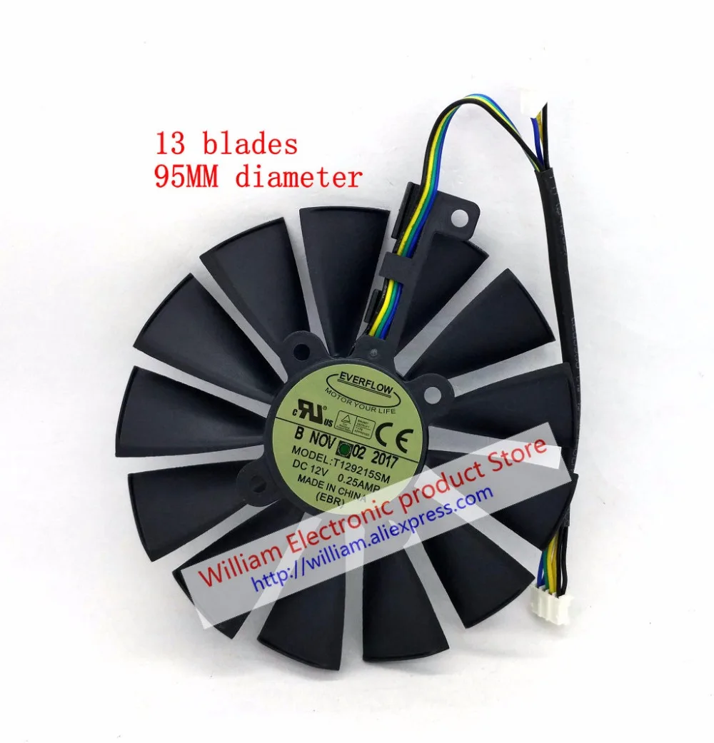 

Original Graphic cards cooling fan for RX580 T129215SM DC12V 0.25A Diameter 95MM 13 blades FONSONING