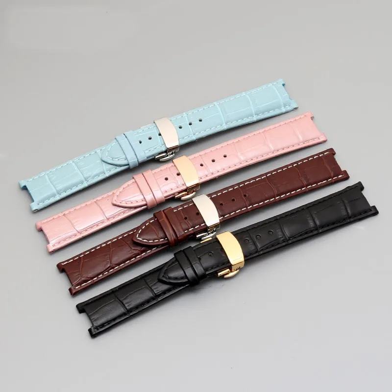 NEW Arrivals cowhide Watchband 20mm x 12mm 18mm x 10mm for Pasha Men Women Watch Band Butterfly Clasp Wrist Strap