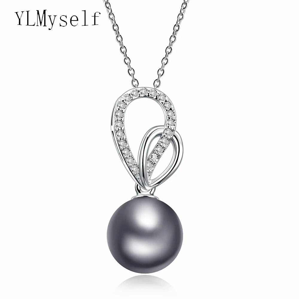 Grey Pearl And Zircon Necklace Women Pendant Jewelry Best Gift for Mom Fashionable Necklaces & Pendants Pingente Pendentif Kolýe