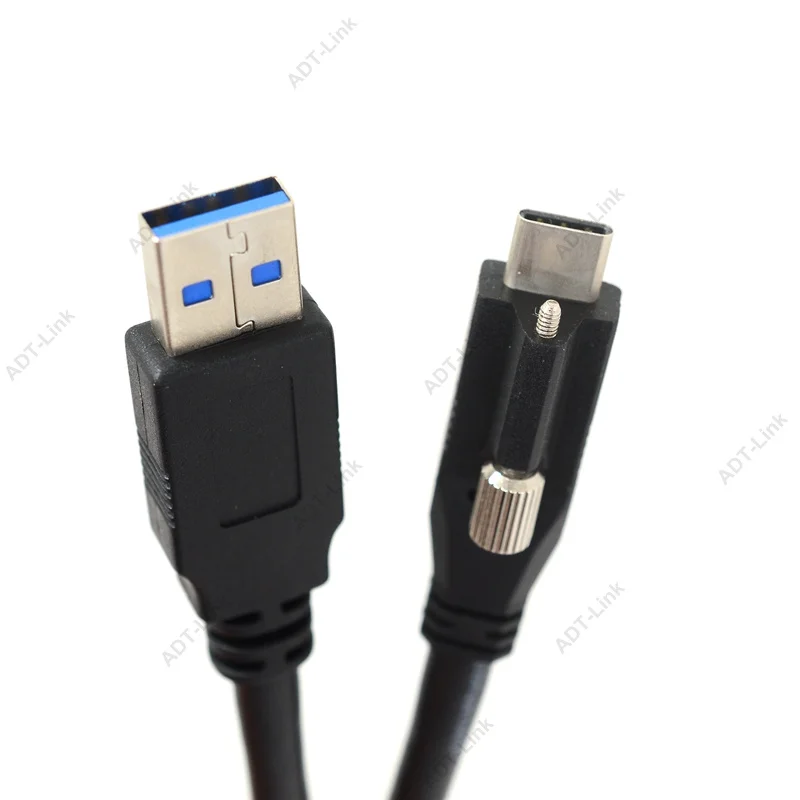 1.2M 4FT USB 3.1 Type-C USB-C Locking Connector to Standard USB 3.0 Data Cable With Panel Mount Screw