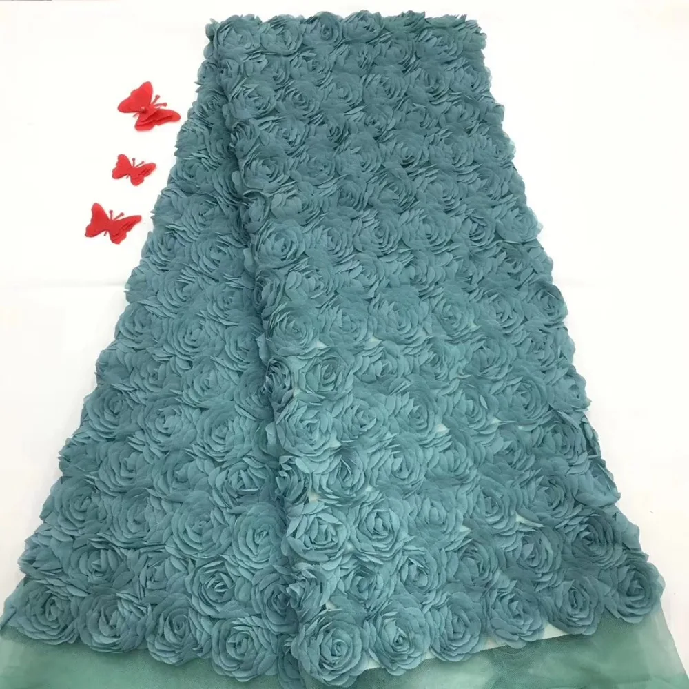 

New African Fashion tulle Lace Fabrics fot teal color , French Chiffon Lace High Quality Sexy Dress TS7533