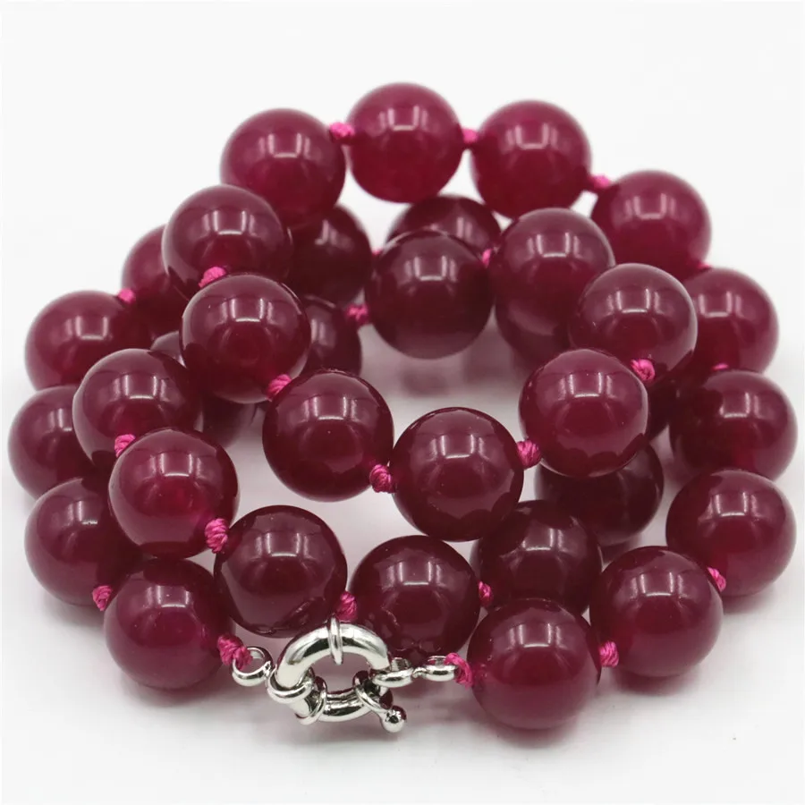 Genuine 10mm Rose Red Chalcedony Beads Round Necklace Hand Made Rope Chain Beads Jewelry Natural Stone Wholesale (Min Order1)