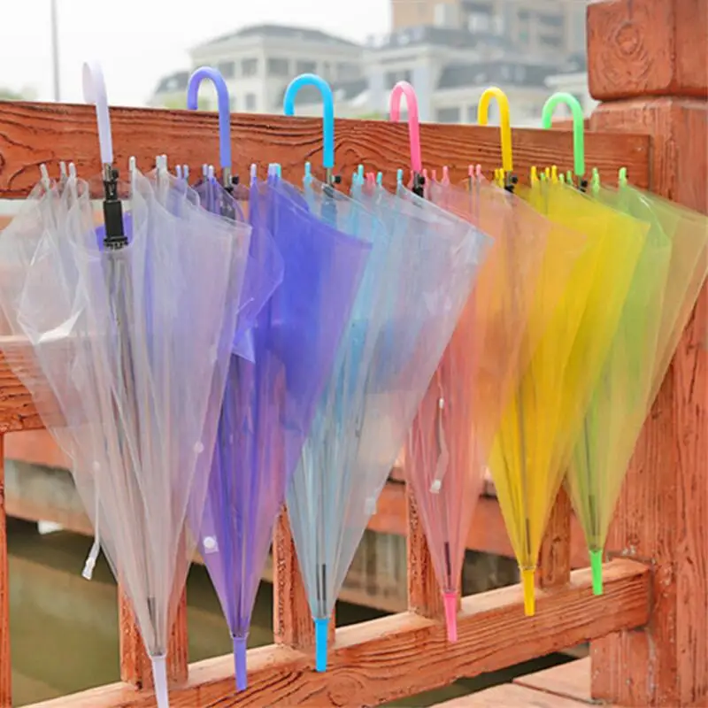 Long-Handle Transparent Automatic Umbrella Six Colors Hot Jelly Transparent Advertising Umbrella LX6231