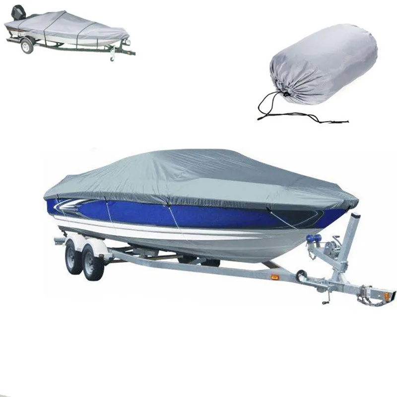 1Pcs Boat Cover Waterproof PU Dinghy Speedboat Fish Ski Tarpaulin Silver 136-145inch