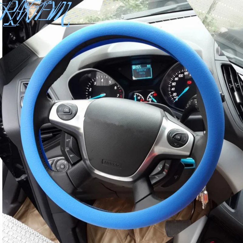 Soft Silicone Steering Wheel Cover Skidproof Odorless Eco Friendly For Fiat Panda Bravo Punto Linea Croma 500 595