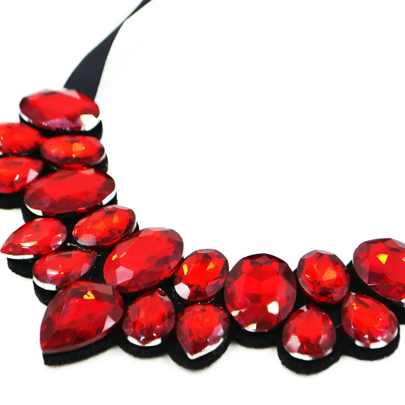 new crystal collar trendy necklaces & Pendants chains wedding accessories multi color glass choker long necklace women collares
