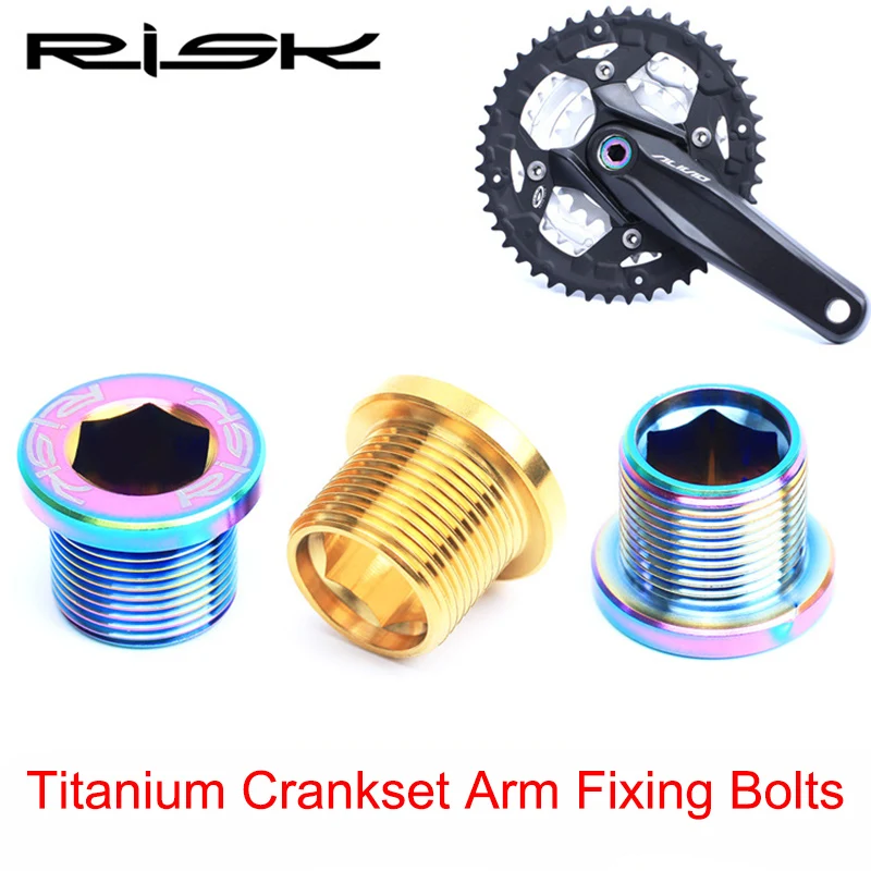 

RISK 2PCS M15*12mm Titanium Alloy Bolts for Bicycle Crankset Crank Arm Cycling MTB Bike Spline Axis Fixing Screws M15x12mm