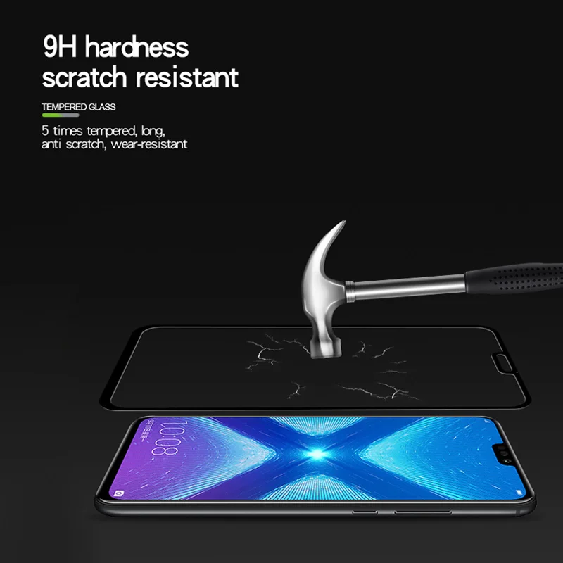 Full Cover Tempered Glass For Huawei Honor 8X Screen Protector Blue Black White Color Front Film Toughened Glass For Honor 8 X