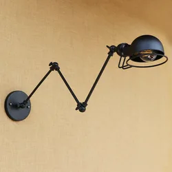 Black Loft Style Industrial Retro Vintage Wall Lamp Edison Wandlampen Adjustable Swing Long Arm Wall Light Fixtures Sconces