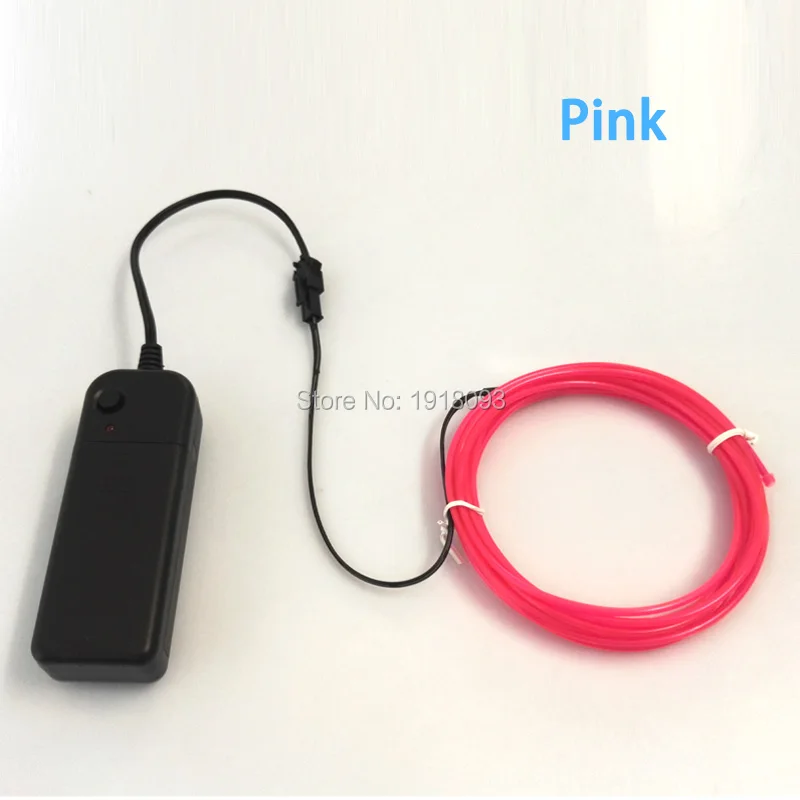 DC-3V 3Meter 2.3mm Pink Neon Light Neon LED lamp Flexible EL Wire Rope Tube Flexible LED Strip With Controller Dance Party Decor