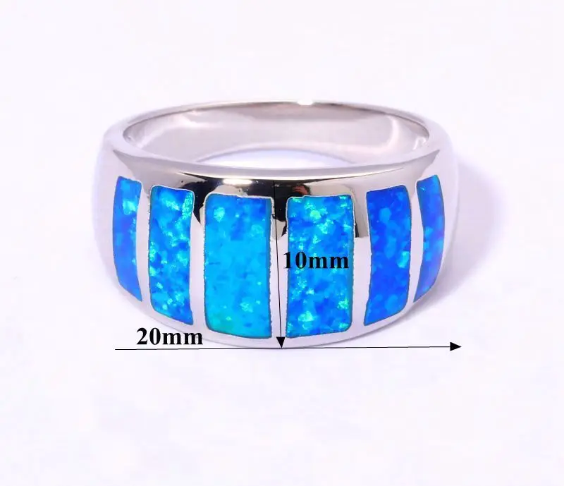 CiNily Created Blue Fire Opal Rings Silver Plated Party Wedding for Women Fashion Jewelry Christmas Female Couple Ring Size 6-9